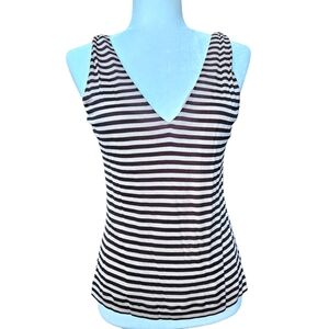 Lida Baday brown and blush striped tank top V-neck and back lined size M
